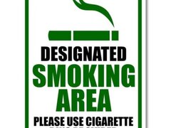 Designated smoking area please use cigarette bins provided